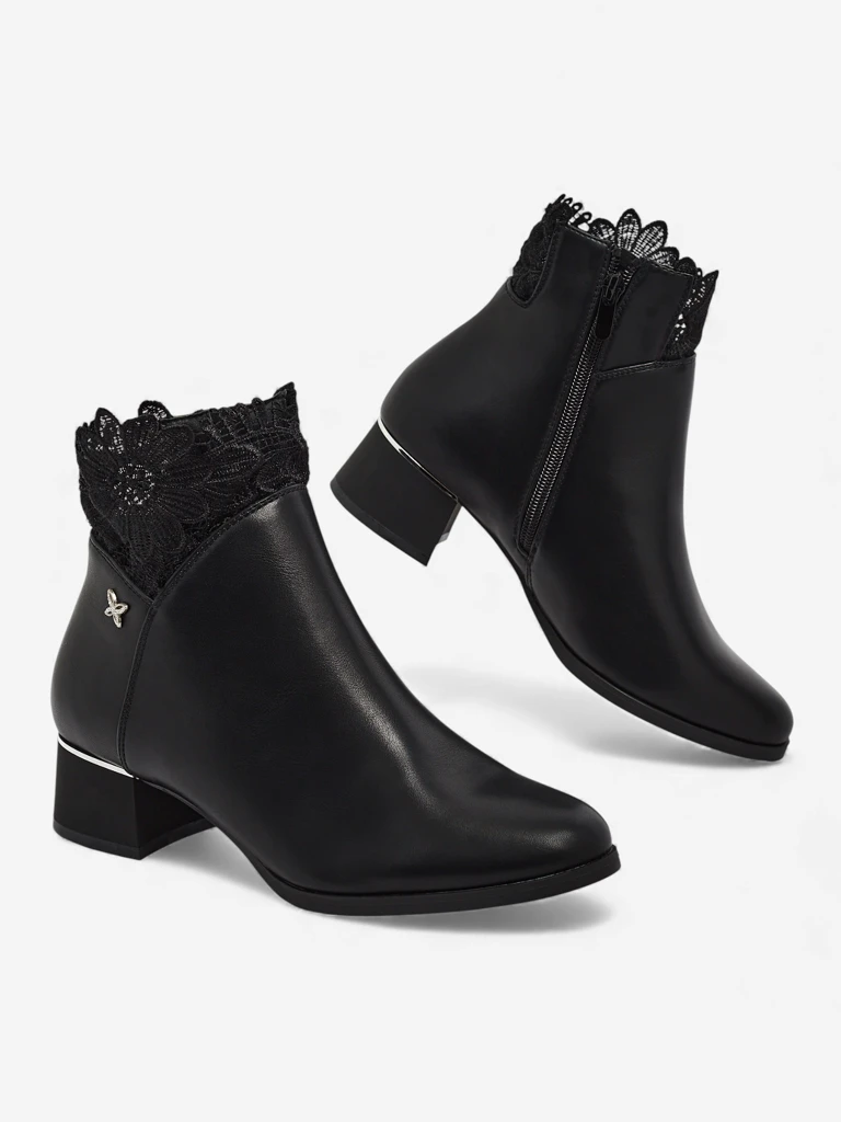 Bottines pour femmes en cuir écologique avec dentelle Velmi