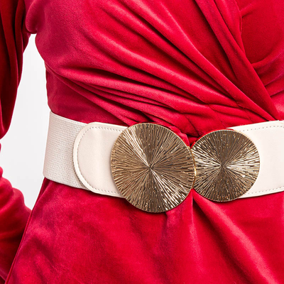 Ceinture Élastique Femme Beige avec Boucle - Accessoires