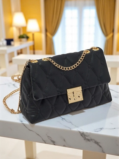 Petit sac à main matelassé en cuir écologique souple Frost Ember