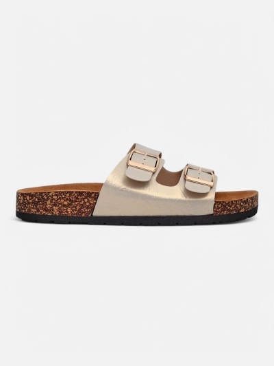 Sandales pour femmes dorées Ariadne Eco avec semelle plate pour l'été