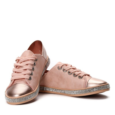 Różowe trampki z cyrkoniami Celia- Obuwie