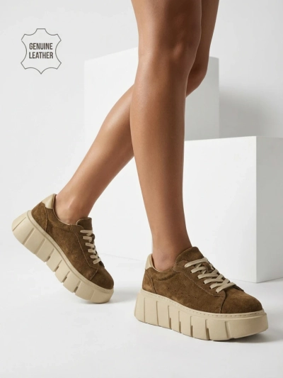 Baskets de sport pour femmes en cuir naturel Eller