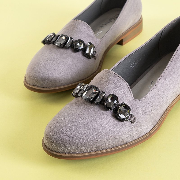 Mocassins femme gris avec ornements Unisea - Footwear