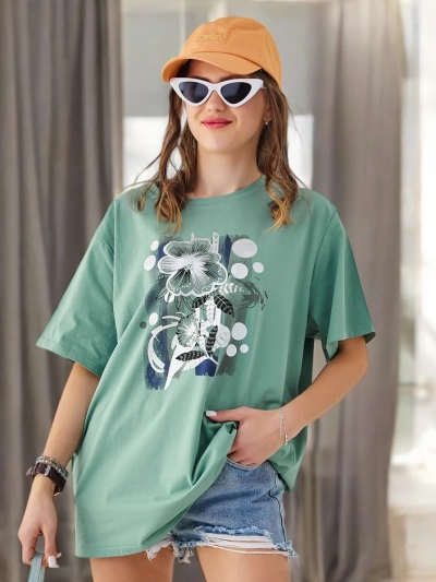 T-shirt en coton pour femmes Royalfashion avec imprimé