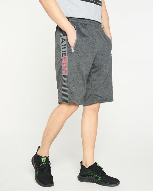 Short homme tissu gris foncé - Vêtements