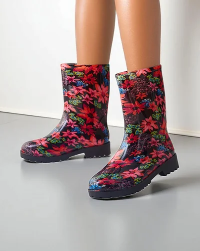 Royalfashion Bottes de pluie fleuries pour femmes Olemm