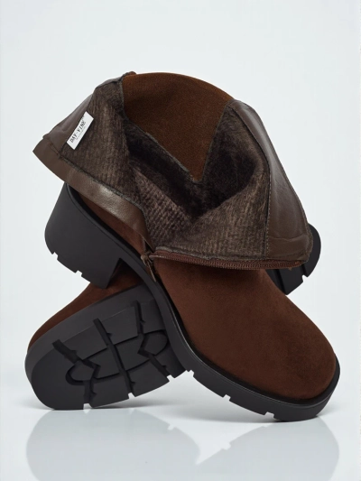 Bottines femme en daim écologique à talon bloc Solenya