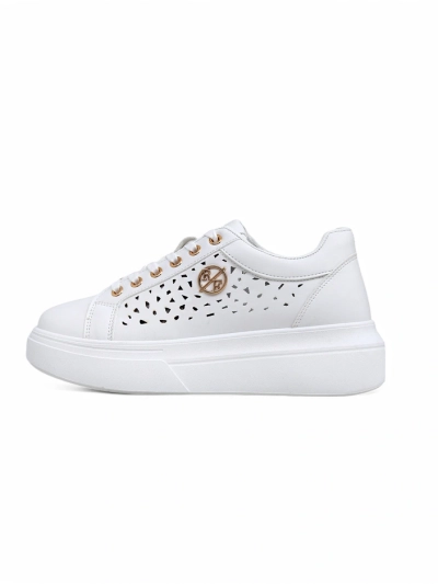 Baskets ajourées Calista Bianco pour femmes en cuir écologique, printemps, 4,5 cm