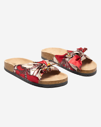 Pantoufles rouges pour femmes avec une tige en tissu à la mode Laneso - Footwear