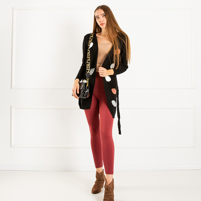 Cardigan noué noir pour femme avec épingles de couleur - Vêtements