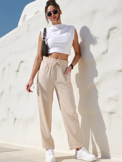 Royalfashion Pantalons en tissu simples pour femmes