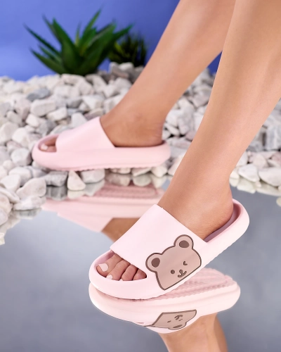 OUTLET Royalfashion Tongs en caoutchouc rose pour femme avec ours en peluche Leverika