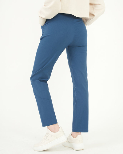 Pantalon droit en tissu bleu pour femme GRANDE TAILLE - Vêtements