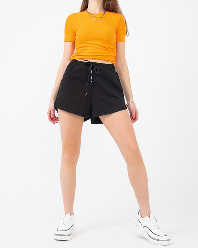 Short court femme noir avec inscription - Vêtements