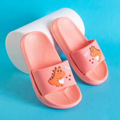 Chaussons pour enfants corail avec dinosaure Dinosik - Chaussures