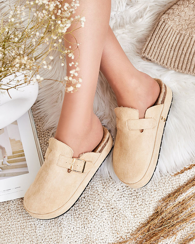 Royalfashion Pantoufles pour femmes avec peau de mouton et boucle Kajis