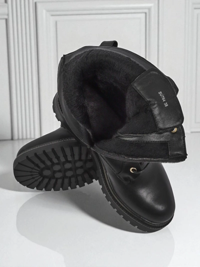 Bottines en cuir Artemisia Nero à bout rond avec fermeture éclair et boucle dorée