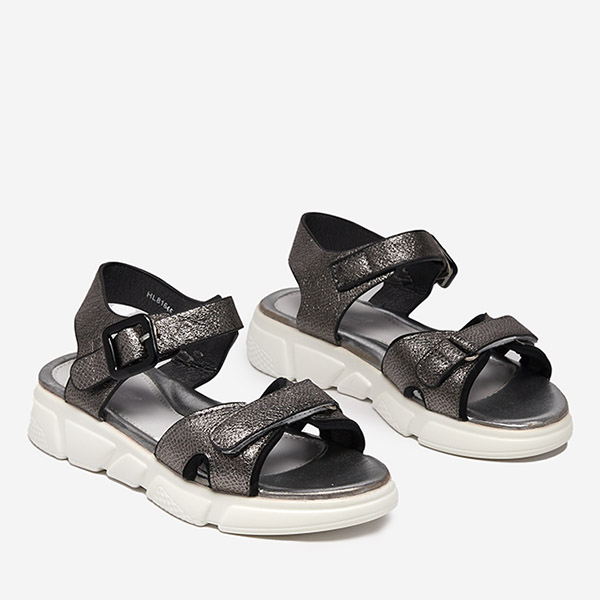 Sandales fille brillantes graphite Jenilo - Chaussures
