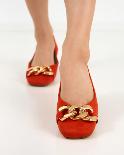 OUTLET Ballerines femme orange décor Caviene - Chaussures