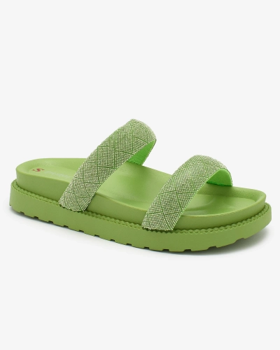 Royalfashion Neon Green Zirconia Sparkle Sliders