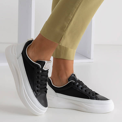 Baskets pour femmes noires et blanches avec zircone cubique Melenika - Footwear