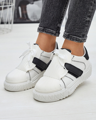 Chaussures de sport pour femmes, noires et blanches, avec empiècements en caoutchouc Inika - Footwear