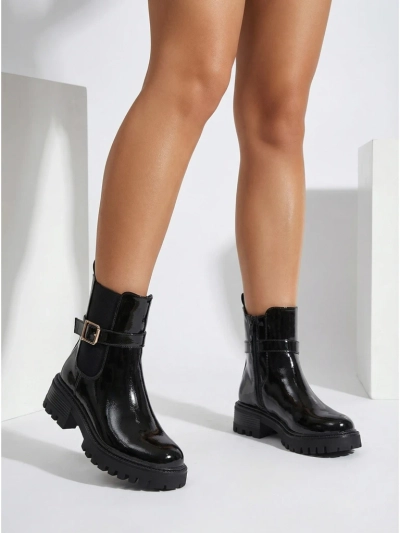 Bottines vernies pour femmes en cuir écologique Calivi