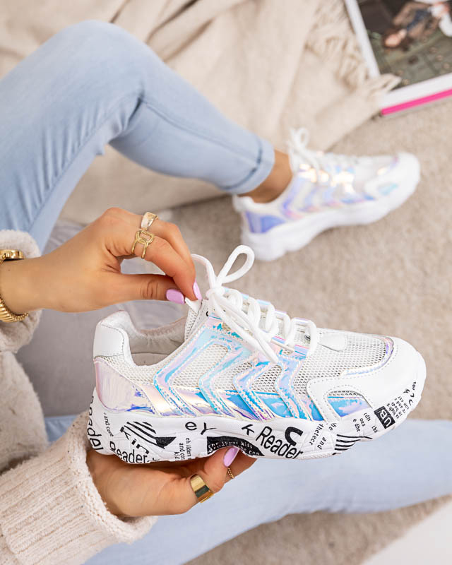 Chaussures de sport femme Adine blanches avec empiècements holographiques - Footwear