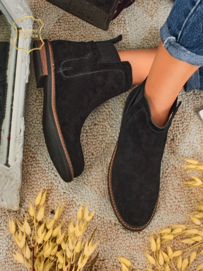 Bottines Noires Ariston en Cuir et Daim