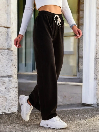 Royalfashion Pantalon large côtelé pour femme
