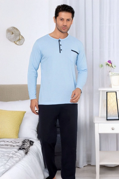 Royalfashion Pyjama homme en coton avec une poche