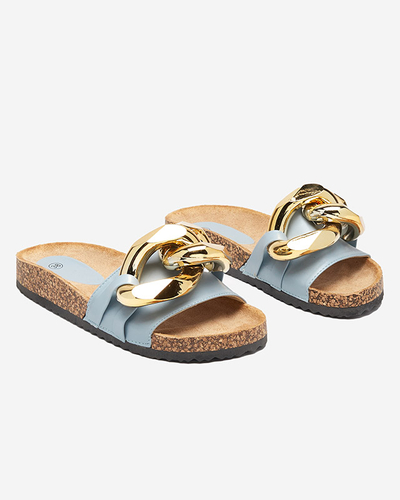 Chaussons bleus pour dames avec décoration Sofig- Footwear