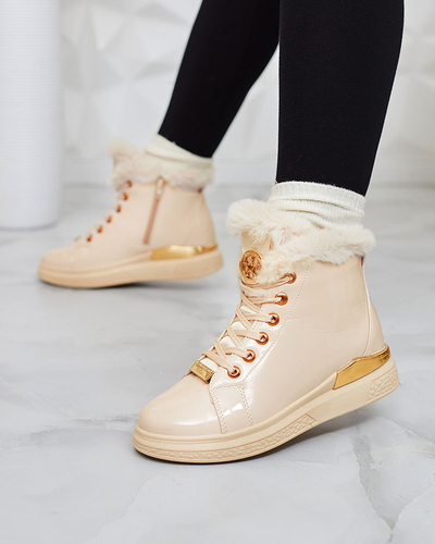 Royalfashion Bottes isolées Sylnina laquées beige pour femme