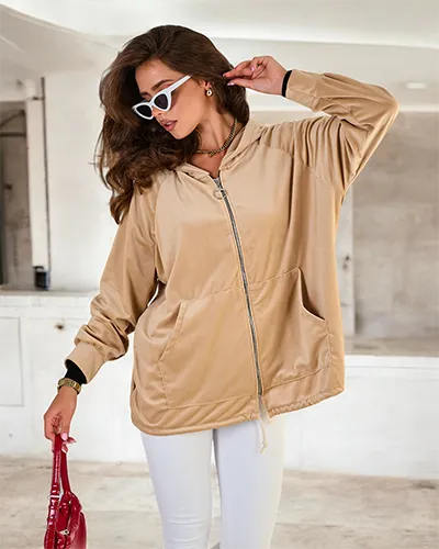 Royalfashion Sweat à capuche dézippée pour femme