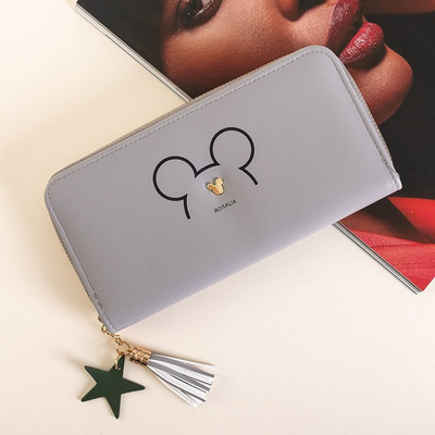 Portefeuille femme gris à franges - Portefeuille