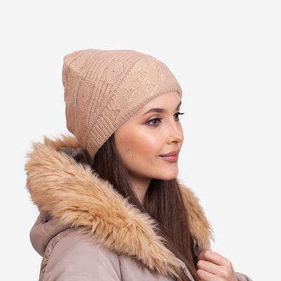 Bonnet double épaisseur femme beige chaud - Accessoires