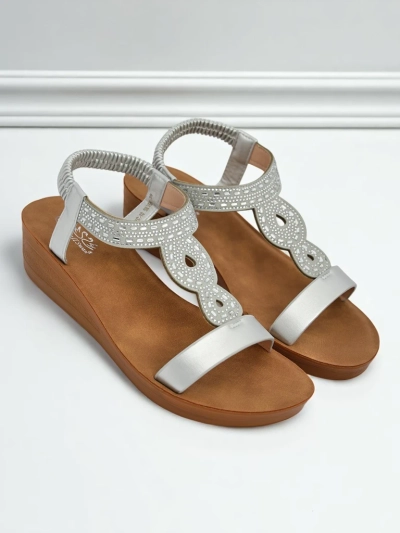 Royalfashion Sandales compensées pour femmes avec zircons Agaya