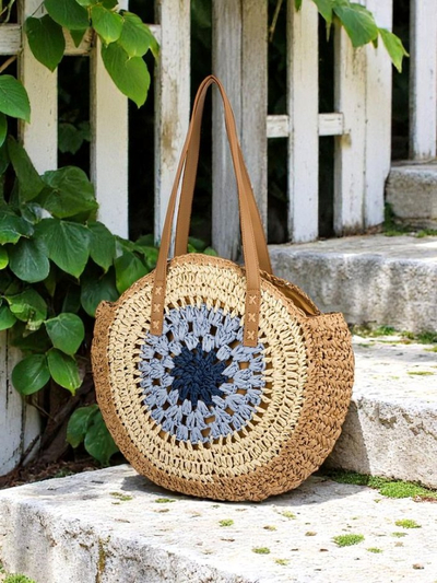 Royalfashion Sac à main en paille pour femme Flora Grande