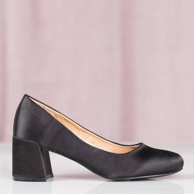 OUTLET Escarpins en satin noir sur tige basse Samira - Footwear