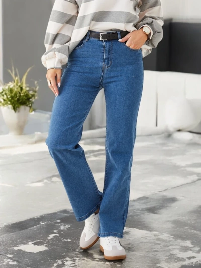 Jeans droits en coton Royalfashion pour femmes