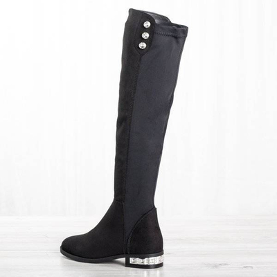 Bottes noires à talons plats Elly - Footwear