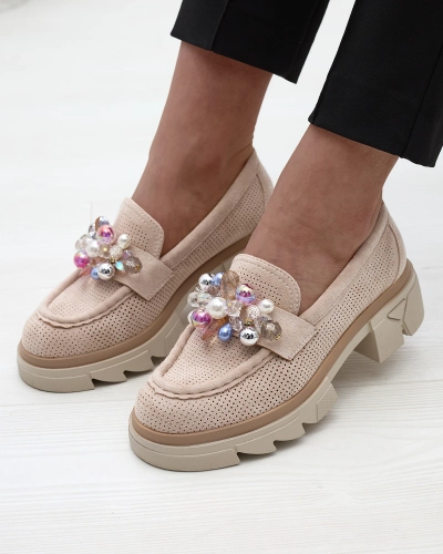 Mocassins ajourés beige pour femme Peloga- Footwear