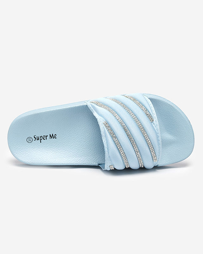 Babouches bleues pour femmes avec zircons cubiques Mytaris - Footwear