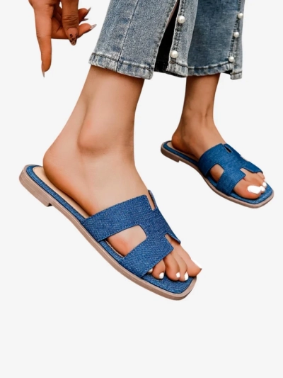 Royalfashion Tongs à semelle plate pour femmes Eval