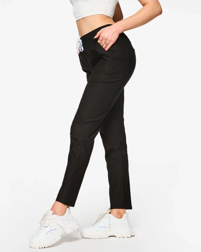 Pantalon droit en tissu noir pour femme PLUS SIZE- Clothing