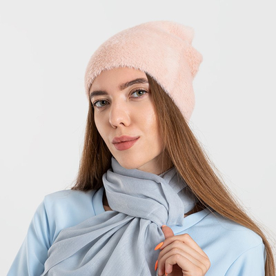 Chapeau d'hiver en fourrure rose pour femme - Casquettes