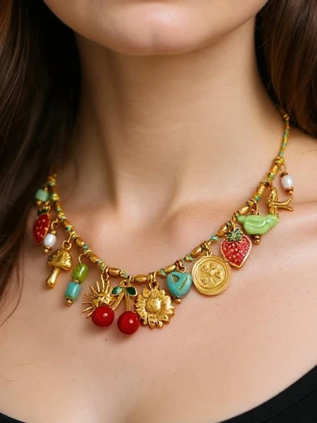 Collier Callista Dolce Vita – charms colorés et détails dorés