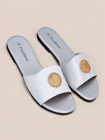 Royalfashion Claquettes plates pour femmes Golden Slip