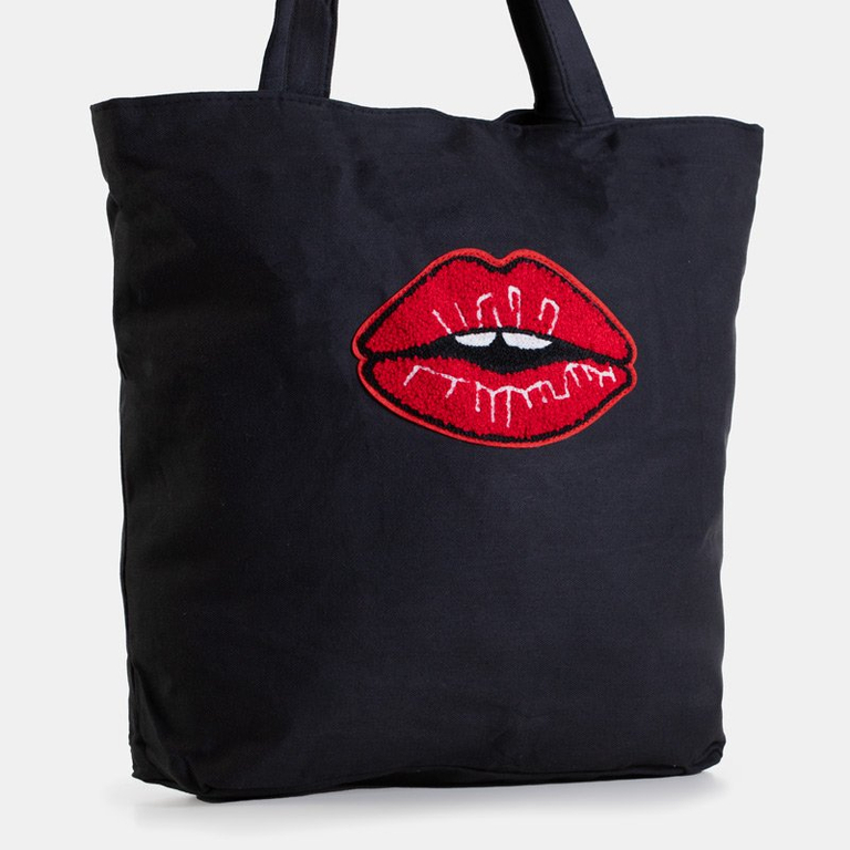 Sac bandoulière femme noir avec bouche - Sacs à main
