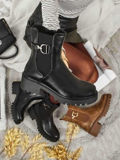 Bottines hautes pour femmes en cuir écologique Ovella